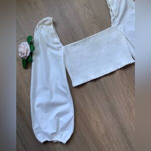 Wilfred Puffed Sleeve Cropped Blouse